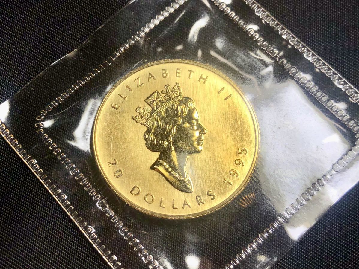 * Elizabeth ELIZABETH 20DOLLARS 1995 Canada Maple leaf gold coin 24K 1|2 ounce 15.5g 20 dollar new goods unused goods *