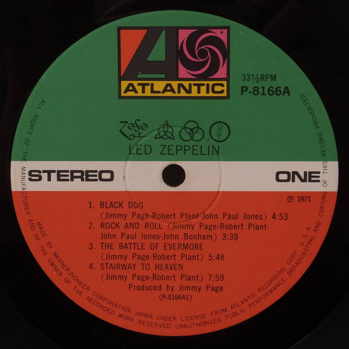 帯付き LPレコード Led Zeppelin IV Ⅳ レッド・ツェッペリン P-8166A ATLANTIC ワーナー・パイオニア_画像6
