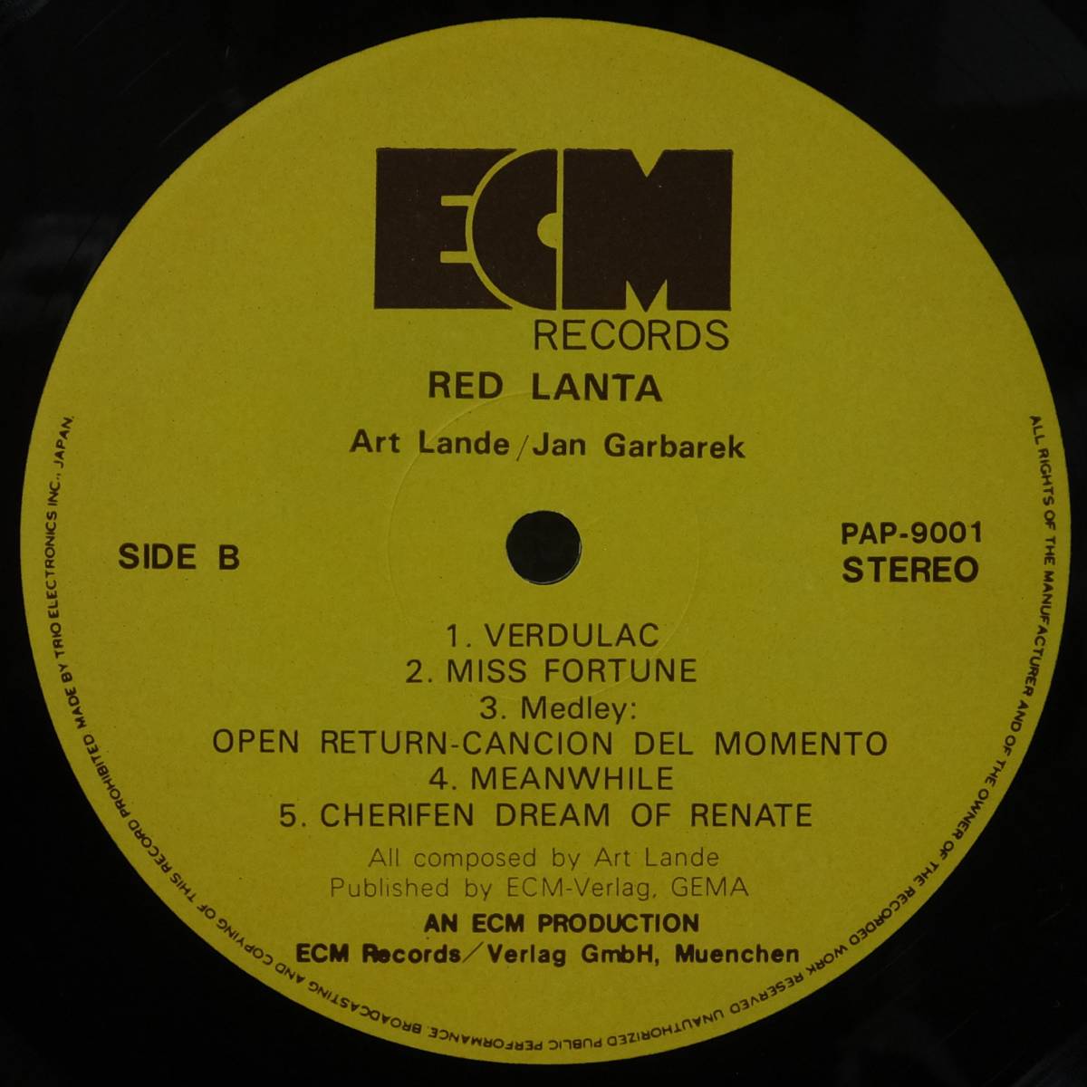 帯付 LPレコード RED LANTA レッド・ランタ ART LANDE アート・ランディ JAN GARBAREK ヤン・ガルバレク PAP-9001 ECM トリオ_画像5