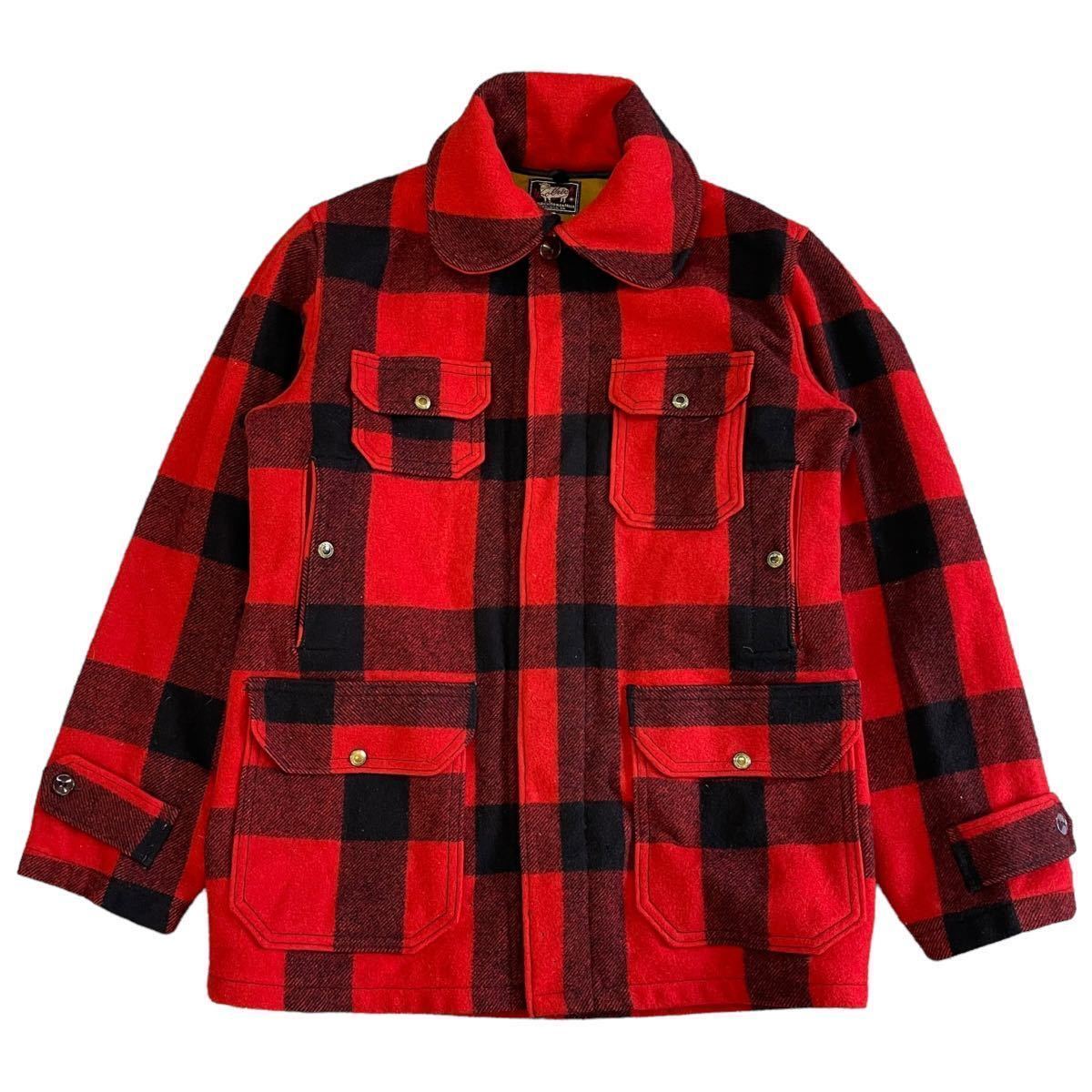 50s Woolrich マッキーノ ジャケット 38 チンスト付き バッファローチェック柄 ウール コート ハンティング ウールリッチ ヴィンテージ_画像1