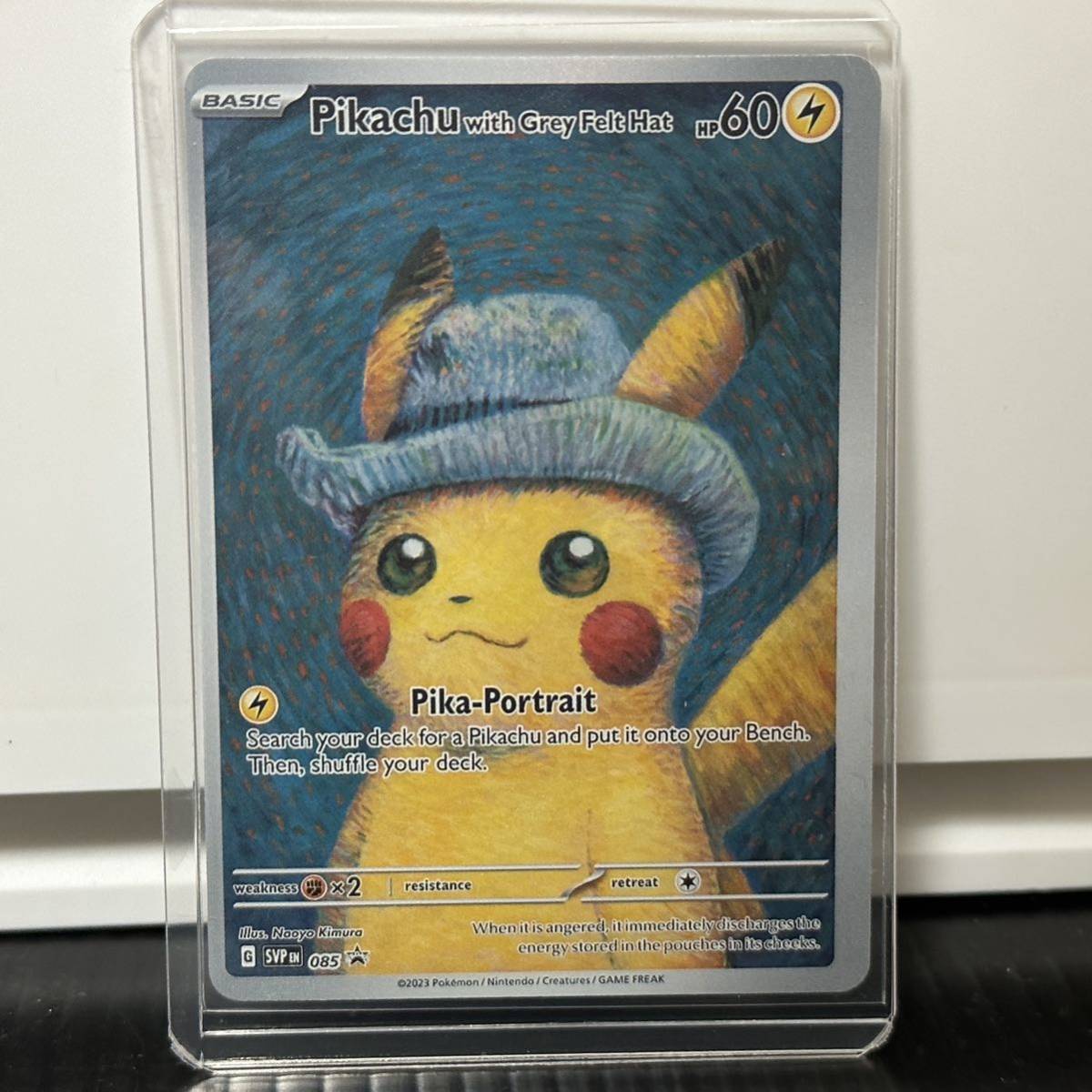 海外製品　ゴッホピカチュウ ゴッホ美術館 プロモカード Pikachu with Grey Felt Hat　ファンアート　ムンク展　4_画像1