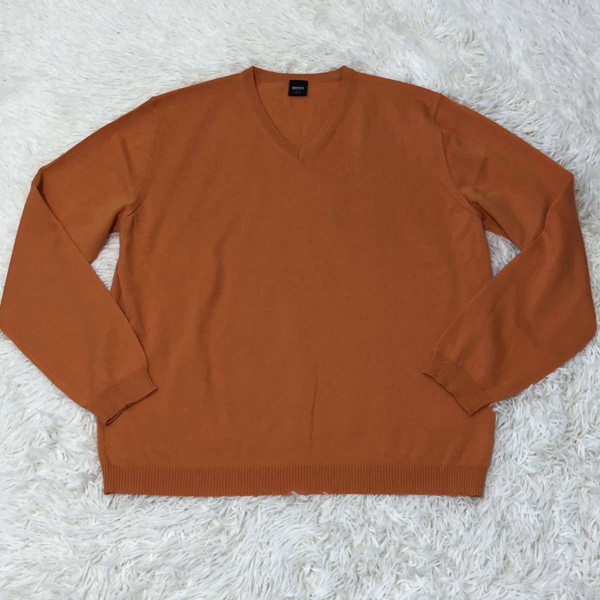 【希少カラー】XXLサイズ HUGO BOSS セーター ニット オレンジ イタリア製 大きいサイズ メンズ ウール 3Lサイズ_画像1