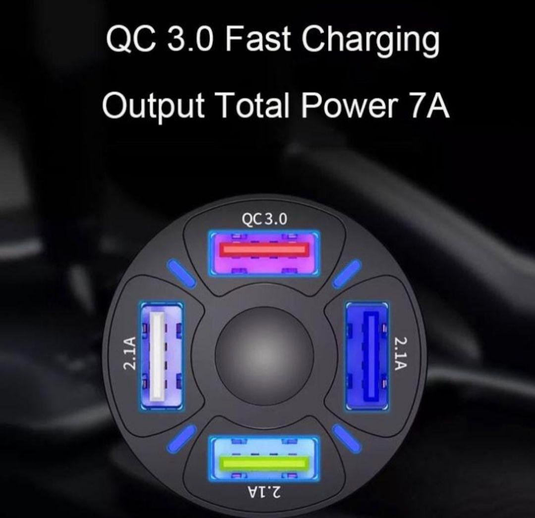 シガーソケット usbカーチャージャーQC3.0 急速充電 12-24V車対応