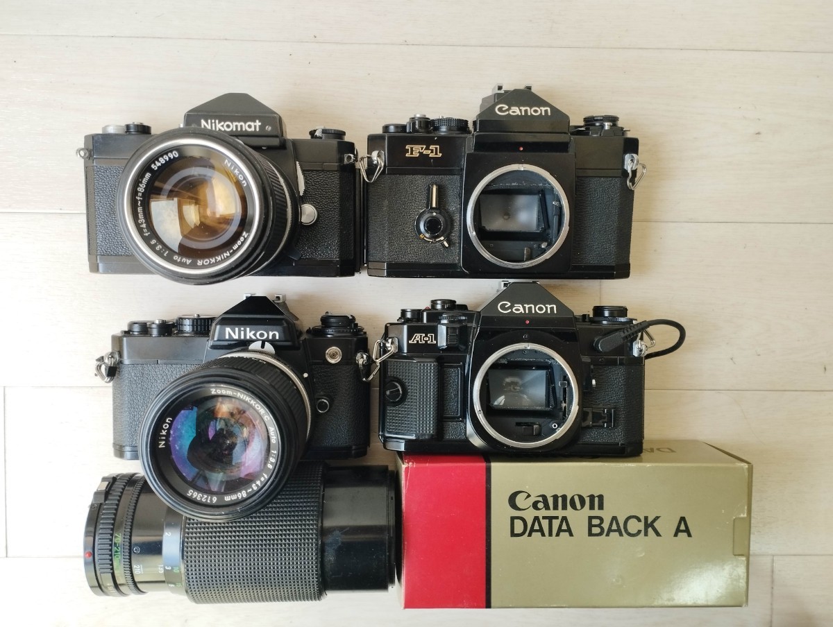 【リサイクル】 CANON F-1 Nikon FE CANON A-1 レンズ付きまとめて ジャンク品 レトロフィルムカメラ 1円スタート骨董品 ニコン キャノン_画像1