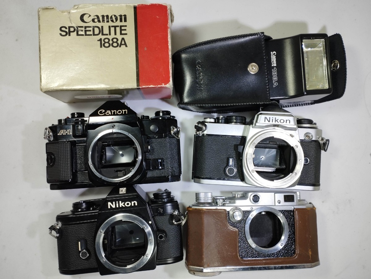 【リサイクル】 Canon A-1 NIKON FE NIKON EM CANON CAMERA company フィルムカメラまとめてジャンク品 1円スタート売り切り leica_画像1