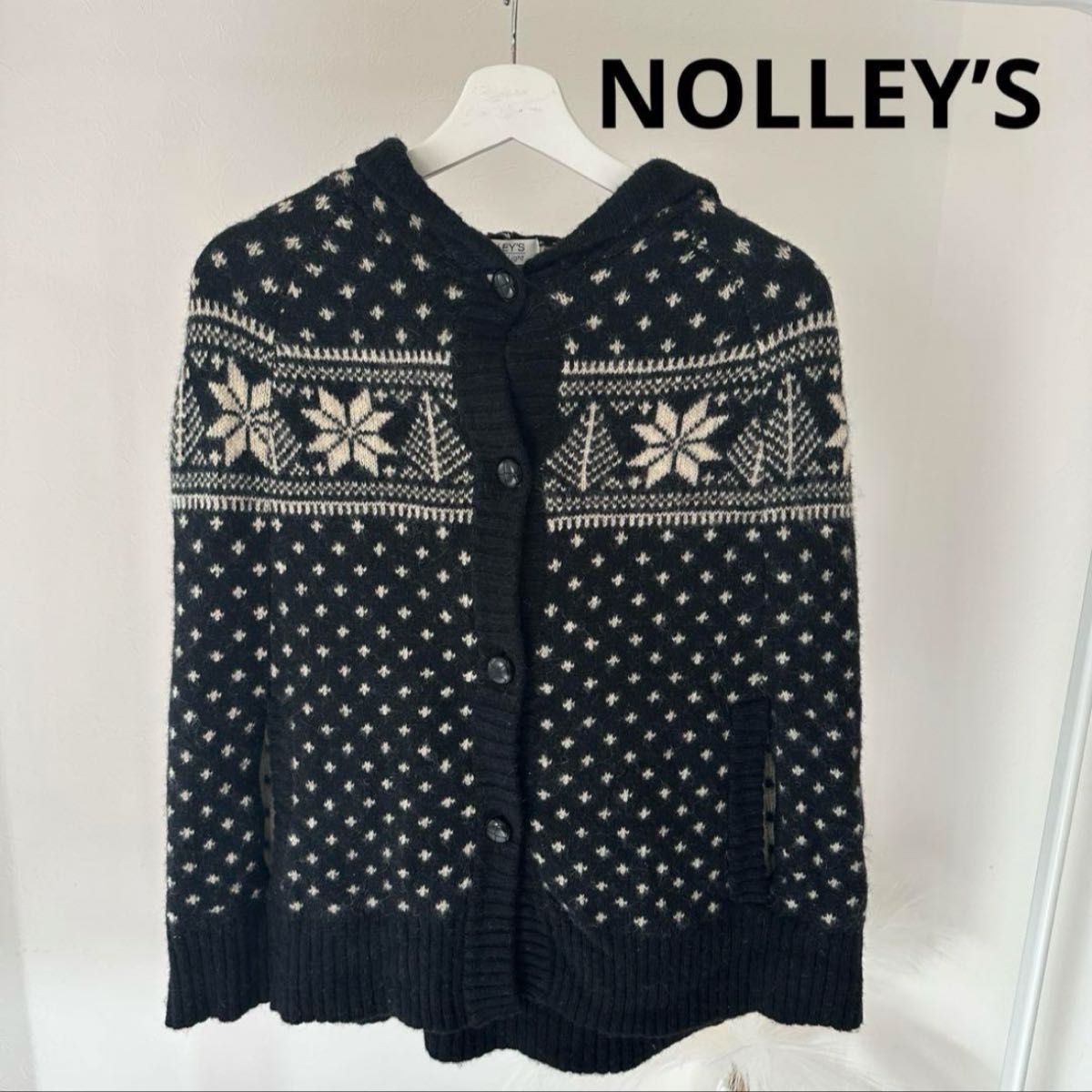 NOLLEY’S ノーリーズ　ウール　ノルディック　ニット　ポンチョ　トップス　 厚手 セーター