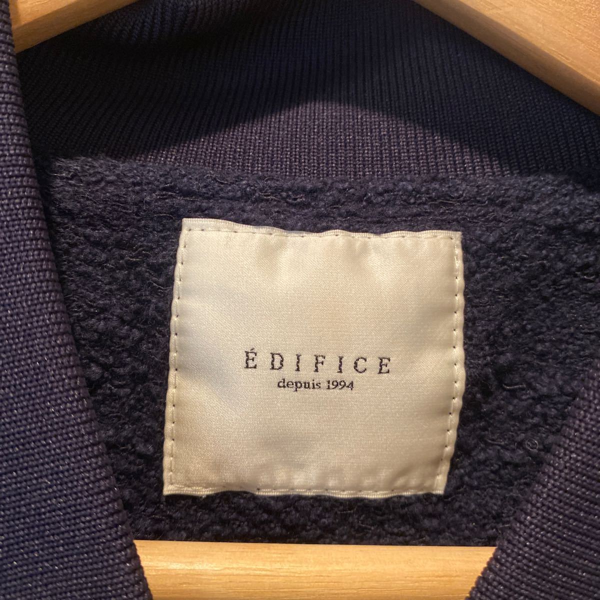 【EDIFICE】MA-1ジャケット　紺　Lサイズ　着丈63身幅49肩幅45袖丈59 ブルゾン ジップアップ スウェット _画像2