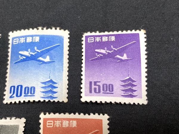 1f05◆日本切手 おまとめ 5点 航空切手 五重塔航空 5種完 額面合計:130円 1951年 昭和26年 15円 20円 25円 30円 40円 コレクション◆_画像5