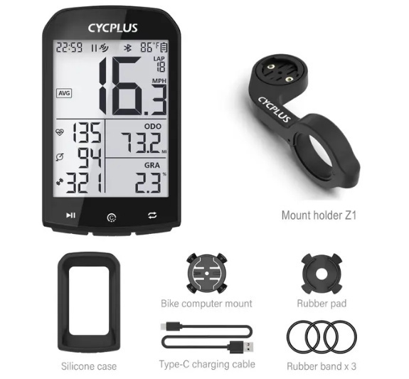 送料無料 ライト付き 新品 GPSサイクルコンピューター CYCPLUS GPS M1マウントセット ロードバイク 自転車 ワイヤレス ANT+ 速度計_画像2