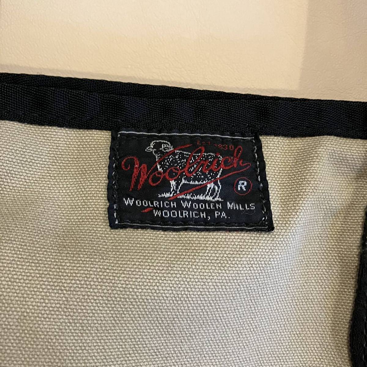 WOOLRICH WOOLEN MILLS ウールリッチ キャンバス トートバッグ レザー ベージュ ウーレンミルズ_画像8