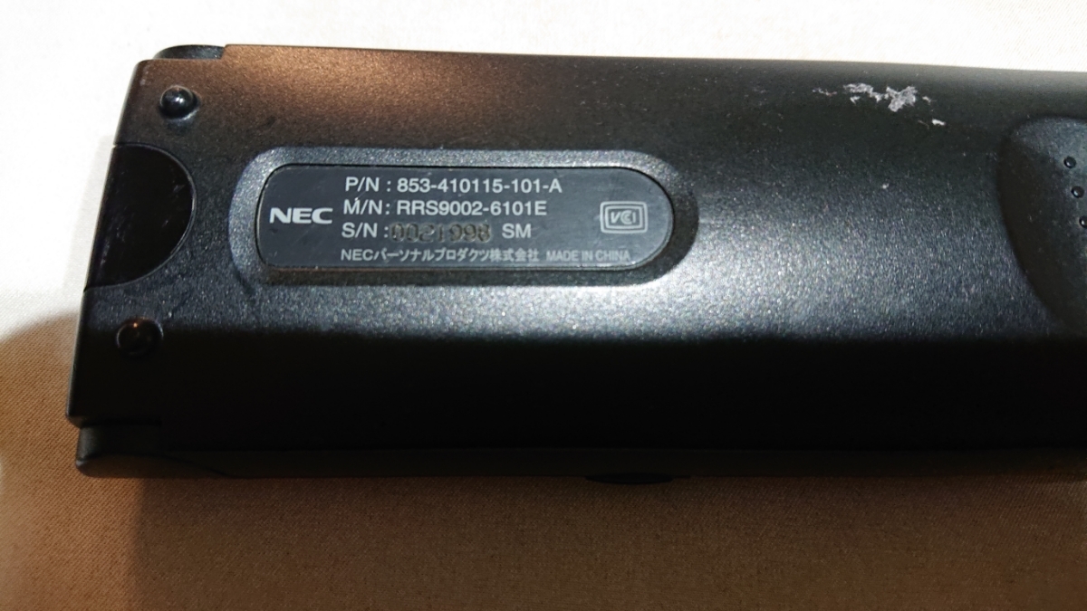 PCリモコン P/N：853-410115-101-A ★1 NEC ボタン反応確認&簡易赤外線確認&簡易清掃OK