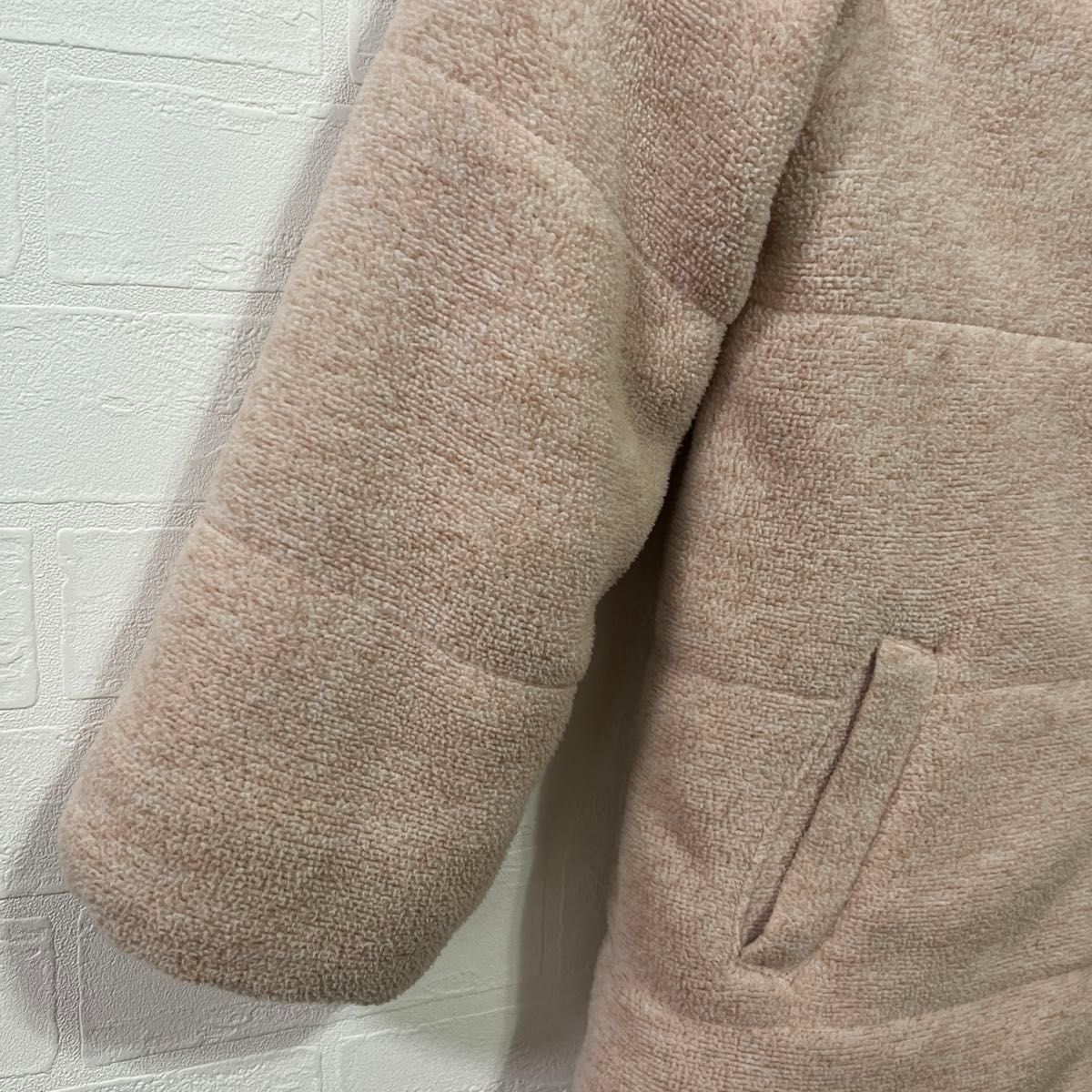 薄ピンク　中綿ブルゾン　ボアジャケット　もこもこジャンパー　上着　120サイズ　