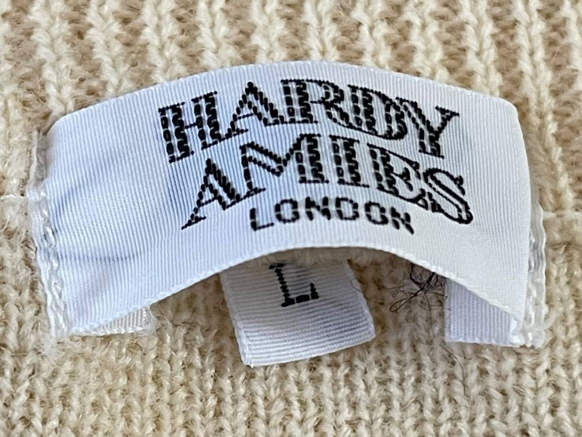 ハーディーエイミス ロンドン HARDY AMIES LONDON イングリッシュポインター Vネック 1ボタン ニットセーター L クリームホワイト_画像7