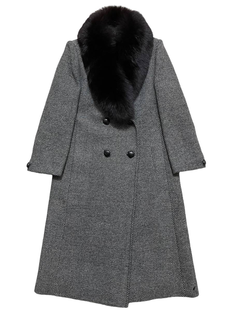 koja-nacojana Tokyo style fox high class sheto Land wool double breast Chesterfield coat 7L