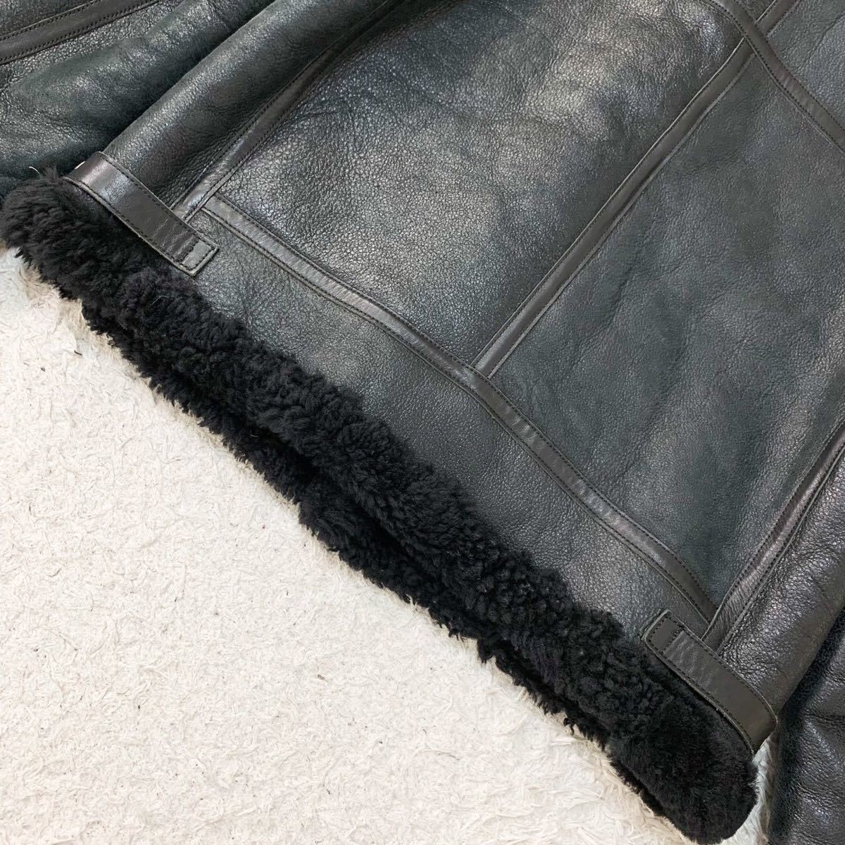 Curphey Leather 【希少サイズXL相当】フライトジャケット 羊革 ムートン TYPE B-3 黒 ブラック メンズ ブルゾン_画像9