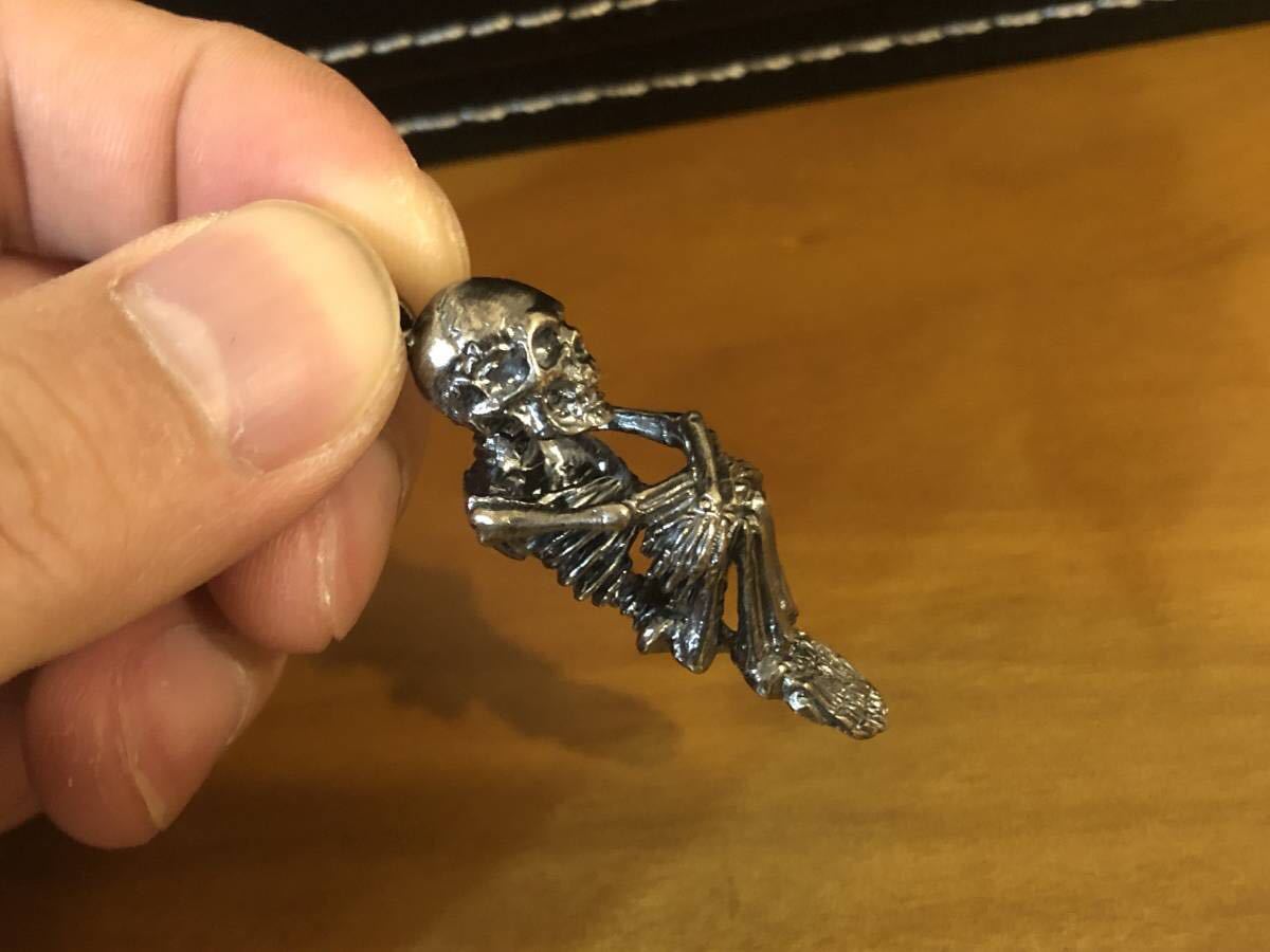 .. sale *..CARVEX* handmade Skull pendant book@ genuine delicate sculpture expert arm guard kote san work 925 silver hand made .. skull skeleton free shipping 
