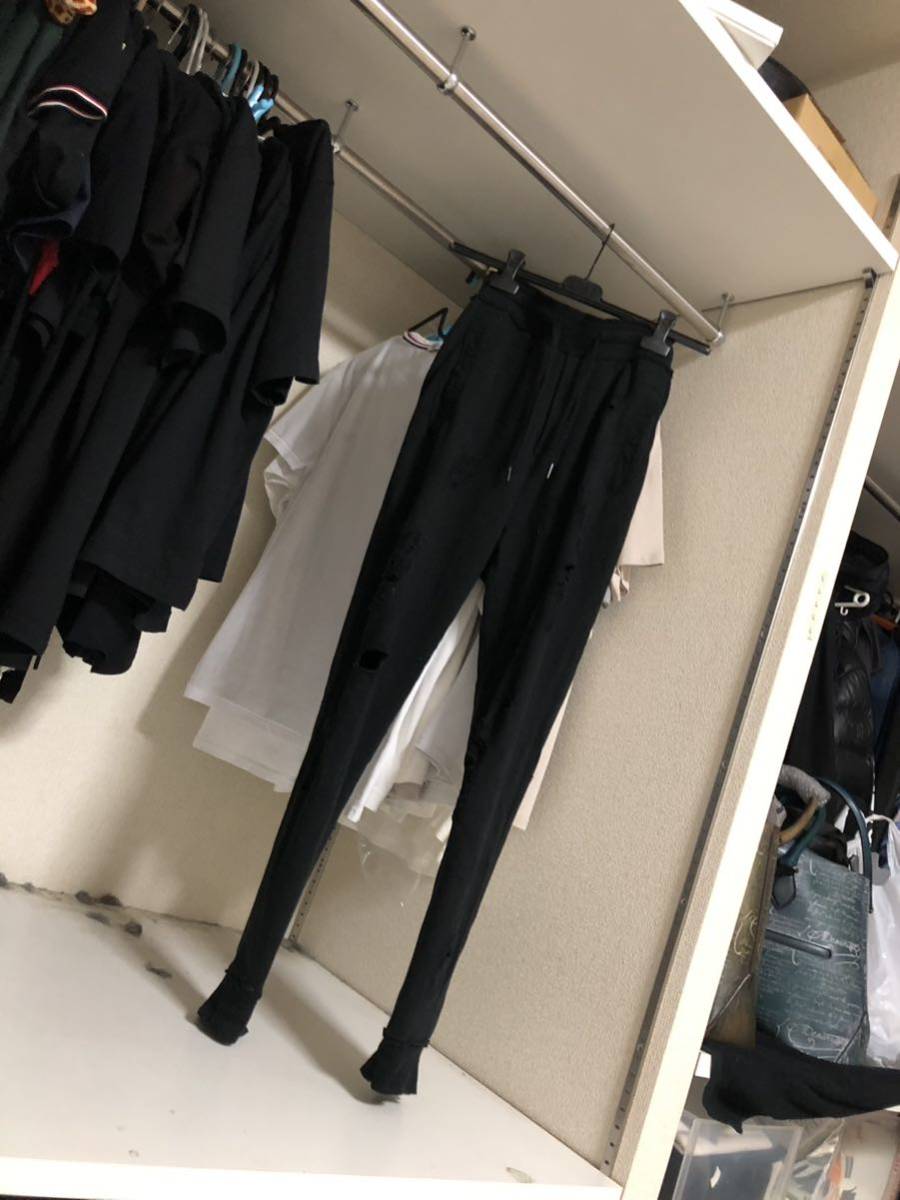 超美品　ZARA MAN ザラ　メンズ　 ダメージ加工　クラッシュ加工 スウェットパンツ　 ジョガーパンツ サルエルパンツ　S ブラック　黒