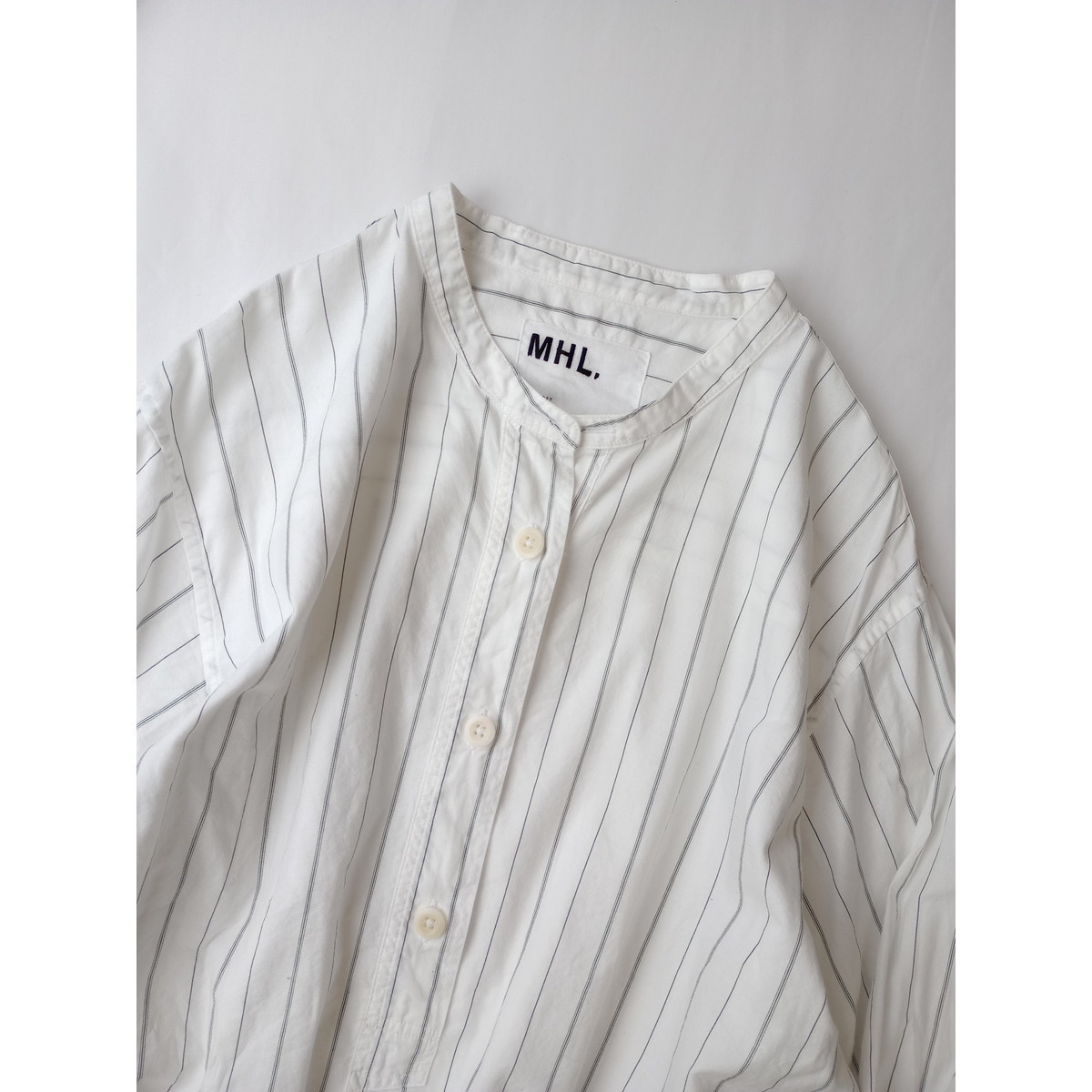 23SS MHL エムエイチエル マーガレットハウエル GRAPHIC COTTON STRIPE 長袖 ストライプ シャツ 2_画像2