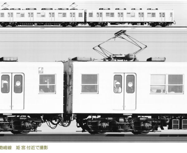 東武鉄道 8000系セージクリーム塗装通勤型電車6連【鉄道スリット写真】329mm幅☆_元データ画像分割表示3