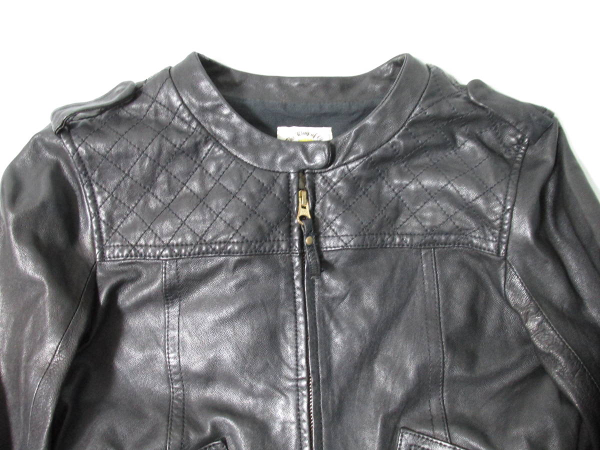 Ray BEAMS Ray Beams sheep leather ram leather Single Rider's leather jacket lady's black 