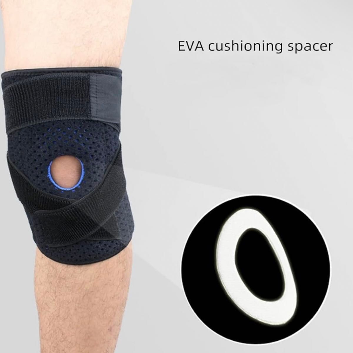 膝サポーター ストラップ付きニーサポート 膝パッド　男女兼用 左右兼用 膝保護