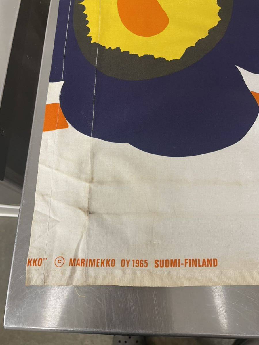  Vintage fabric extra-large size Marimekko marimekko sea urchin ko yellow navy blue canvas cloth cloth yellow navy 