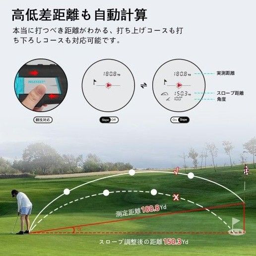 ゴルフ距離計 距離測定器 マグネット内蔵 充電式 充電式 6倍望遠 ピンロック