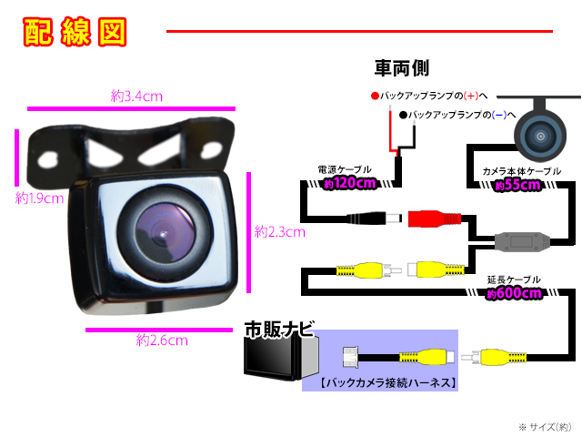 送料無料/バックカメラ/バックカメラ変換ハーネスセット/AVIC-VH0009CS AVIC-ZH0009CSカロッツェリア/CCD高画質/軽量/RD-C100/PBK2B2_画像3