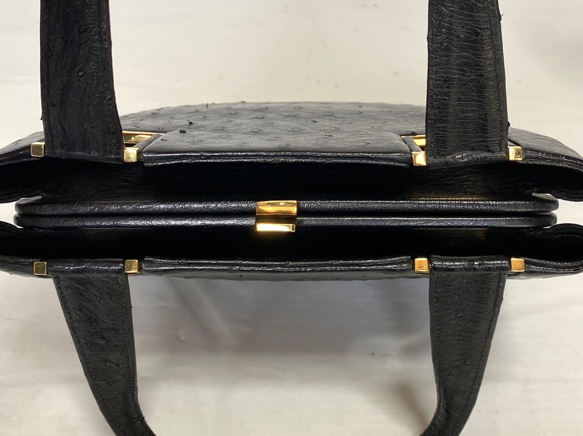 良品 MORABITO BLACK ローザンヌ オーストリッチ レザー 良品 MORABITO BLACK ローザンヌ オーストリッチ レザー