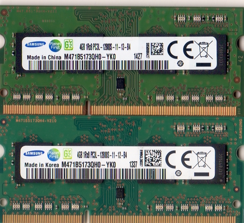 【ノートPC用メモリ】 SAMSUNG DDR3 PC3L-12800 8GB (4GB×2枚セット) 1600_画像1