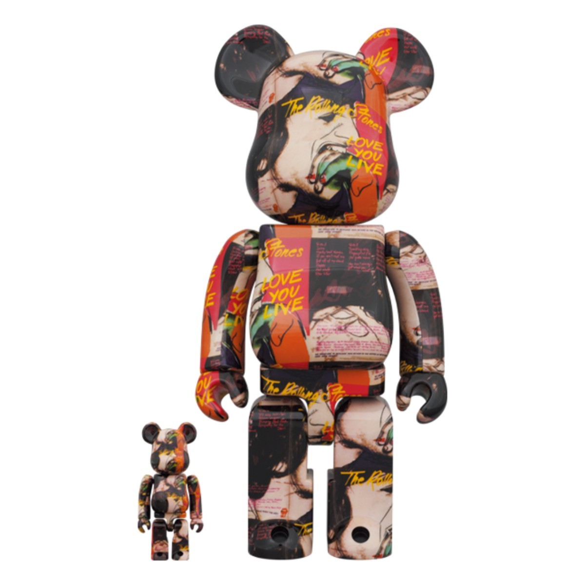 未開封品/メディコム・トイ(MEDICOMTOY)/ベアブリック(BE@RBRICK)/Andy Warhol × The Rolling Stones“Love You Live”/100%&400%_画像1