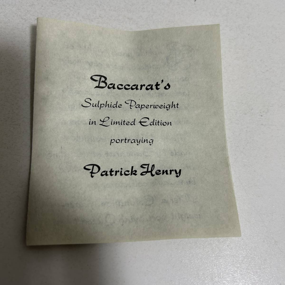 ★Baccarat バカラ クリスタル ペーパーウェイト　Llimited Edition/パトリック・ヘンリー Patrick Henry★_画像9