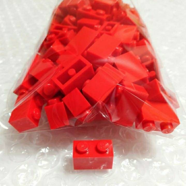 100個　1×2　赤　LEGO　レゴ　未組み立て　未使用　パーツ　部品_画像1