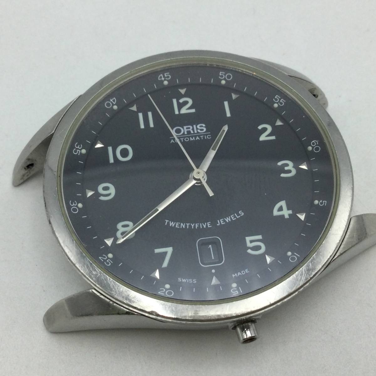 GG137■＜ジャンク＞腕時計 本体のみ ORIS オリス 633 7504 メンズ 自動巻 デイト 裏スケ 現状品 ※リューズ取れ、不良箇所有り ■ _画像2