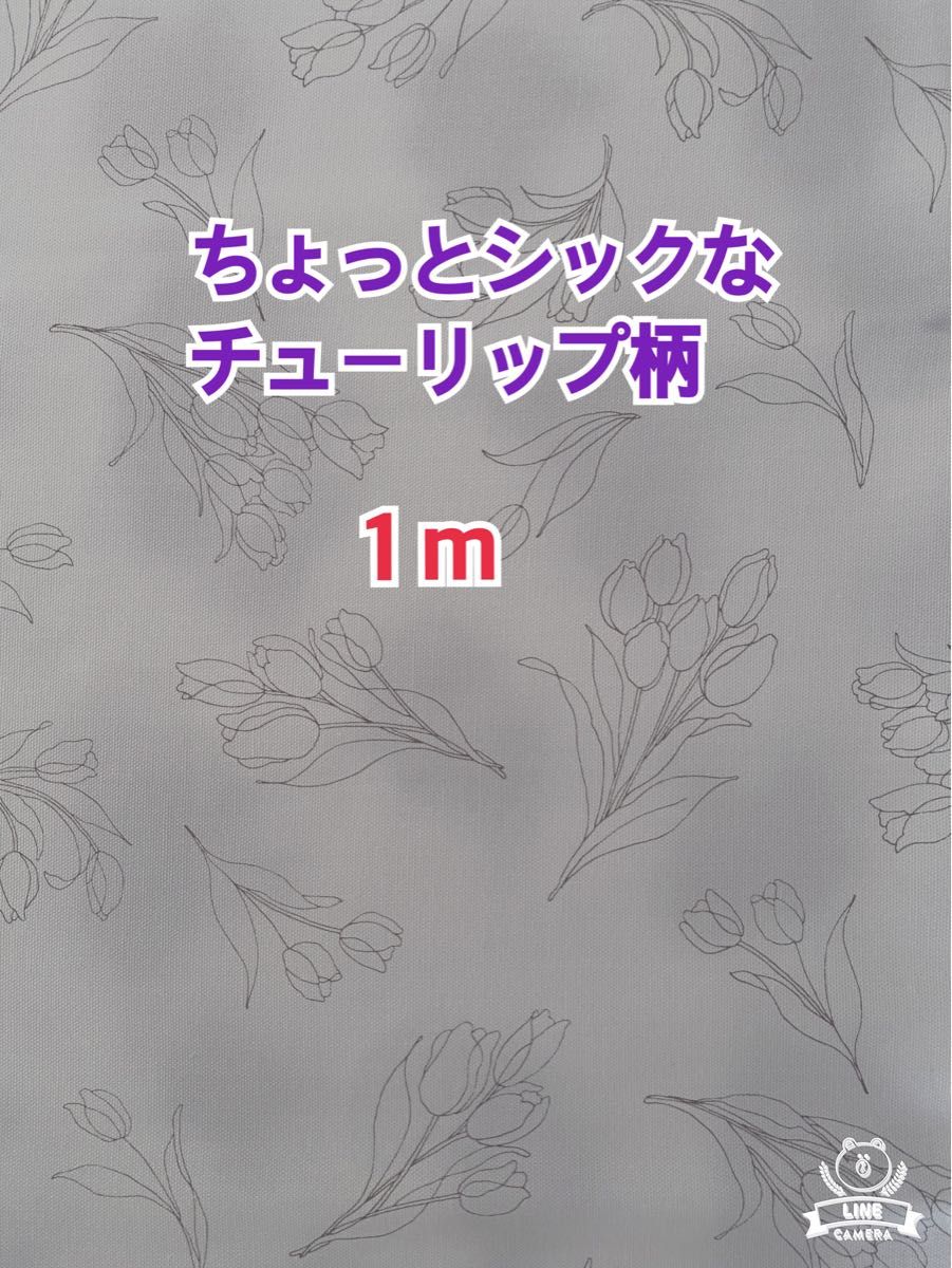 (キ24)ちょっとシックなチューリップ柄のコットン100%オックス生地（生地幅108cm×長さ１m)