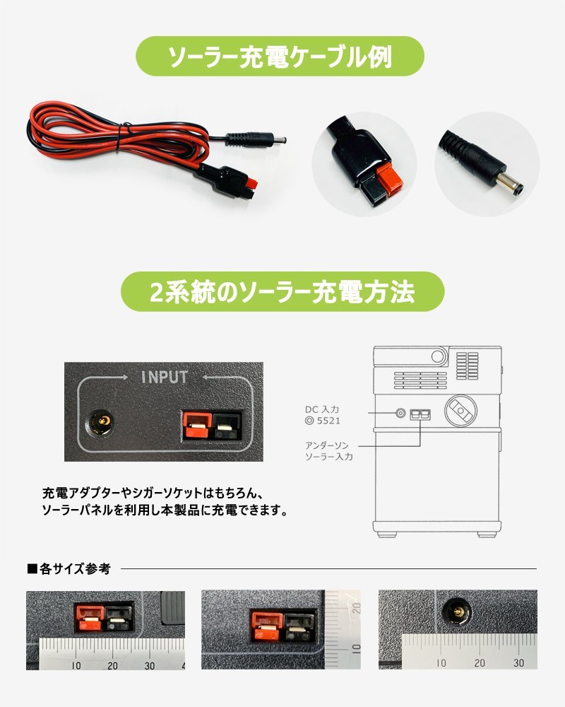 【特別価格】【新品】ポータブル電源 ソーラーパネル セット 大容量 666Wh 蓄電池 非常用電源 車中泊 防災 アウトドア 初心者 バッテリー_画像6