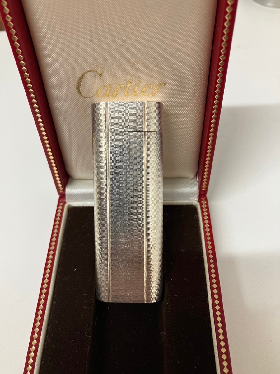 △１円〜　カルティエ Cartier ガスライター ライター 喫煙具 ヴィンテージ　シルバー色　箱付　美品　中古　　_画像1