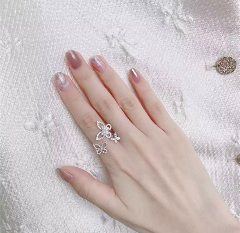 309 バタフライ シルバー リング 蝶 czダイヤモンド s925 宝石 韓国 ジュエリー アクセサリー ブライダル ストーン 結婚式 ドレス_画像3