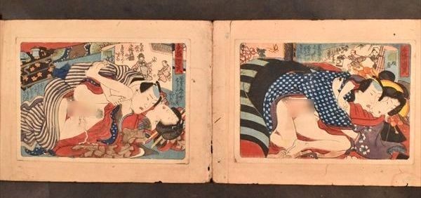 江戸時代春画 24図 春画 艶本 浮世絵 木版画 猫 和本 古文書_画像2