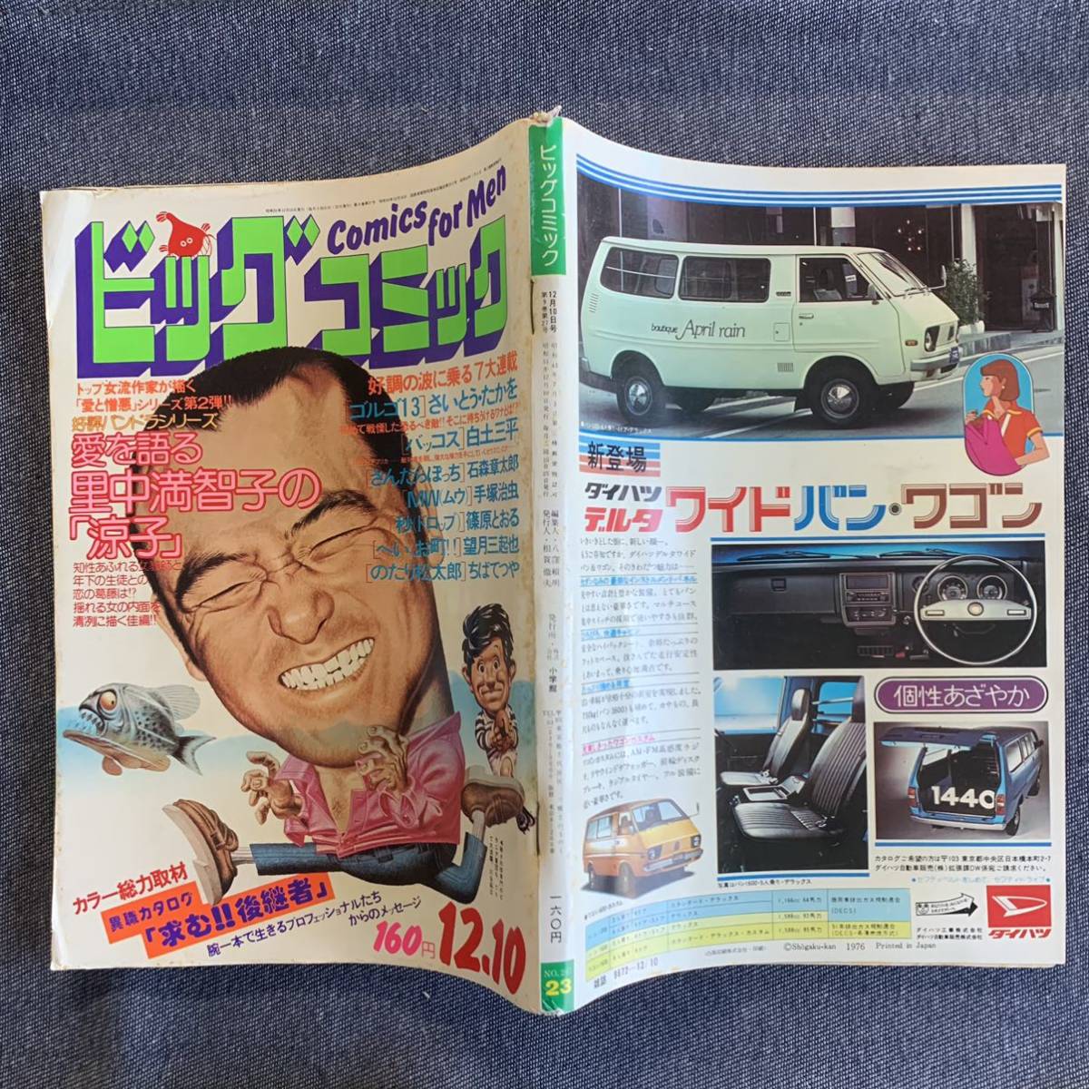 ビッグコミック 1976/12/10 昭和51年 読切-涼子/里中満智子 MWムウ手塚治虫 バッコス白土三平 へい、お町/望月三起也 石森章太郎ちばてつや_画像2