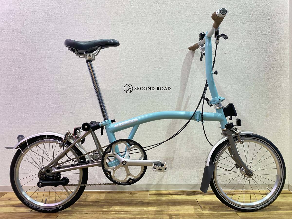 ■希少カラー・超美品■BROMPTON ブロンプトン B2L-X スーパーライトモデル チタン P LINE 2014 ターキッシュグリーン 折りたたみ自転車_画像1