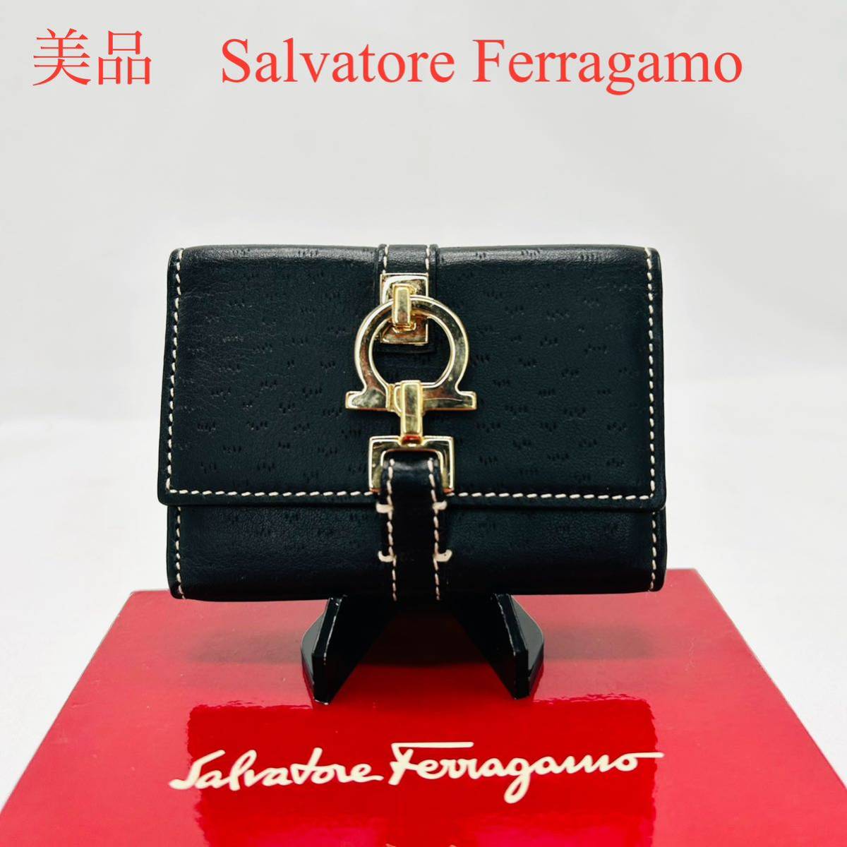 美品　Salvatore Ferragamo フェラガモ　キーケース　レザー 本革　6連　サルヴァトーレフェラガモ