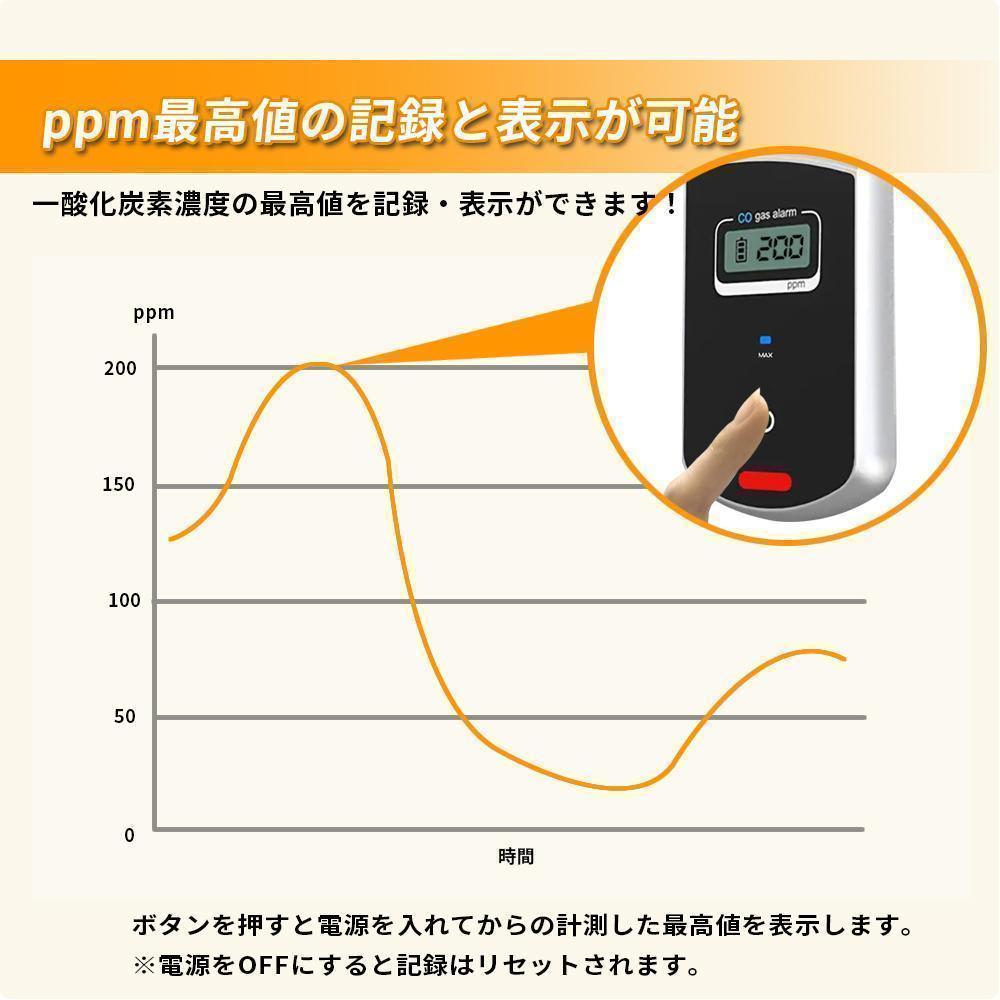 一酸化炭素チェッカー 日本製 センサー 測定器 警報器 キャンプ用 サウナ 検知器 一酸化炭素中毒 濃度計 ストーブ 二酸化炭素 モニター_画像4