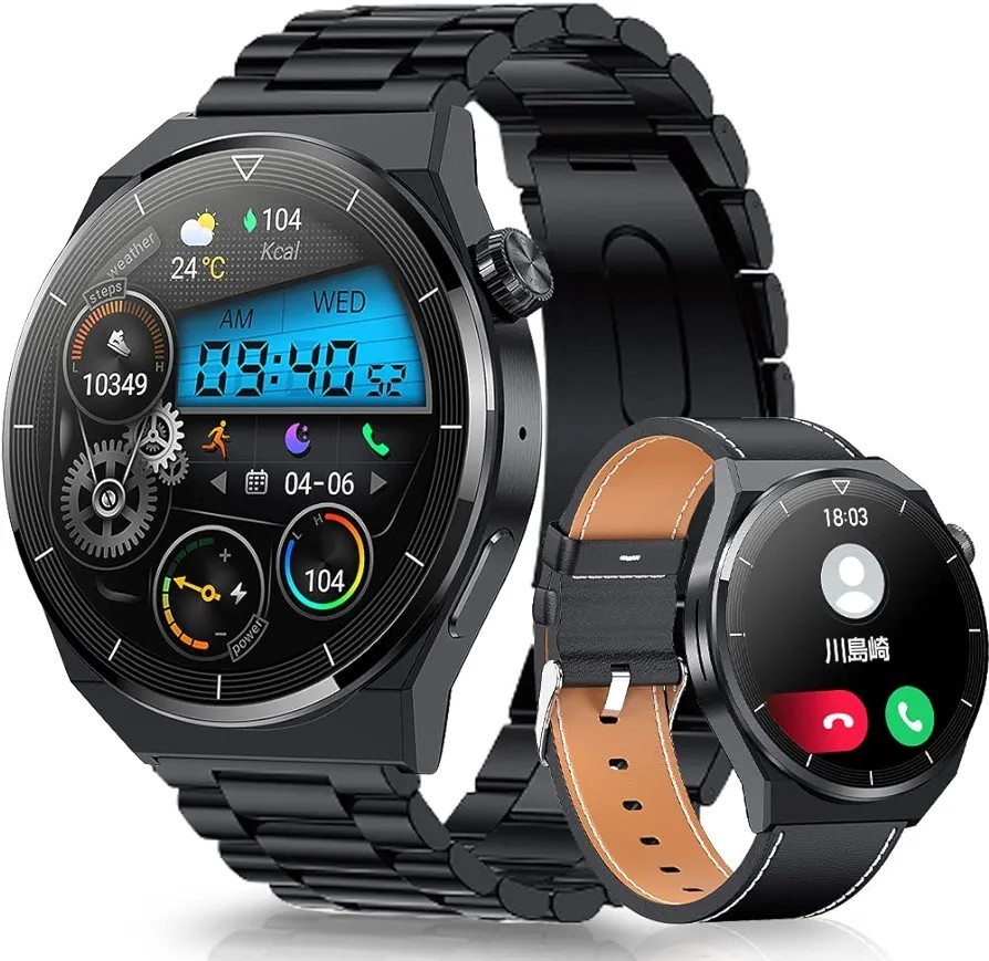  смарт-часы круглый [Bluetooth телефонный разговор & ремень 3 вид имеется & беспроводной зарядка ] smartwatch 1.36 дюймовый сапфир стекло дисплей 