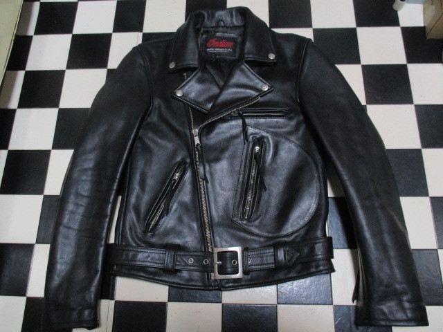  ultra sibINDIAN rider's jacket Dpoke cow leather meat thickness -ply thickness Indian Vintage style have been cleaned Ame Jean D pocket 