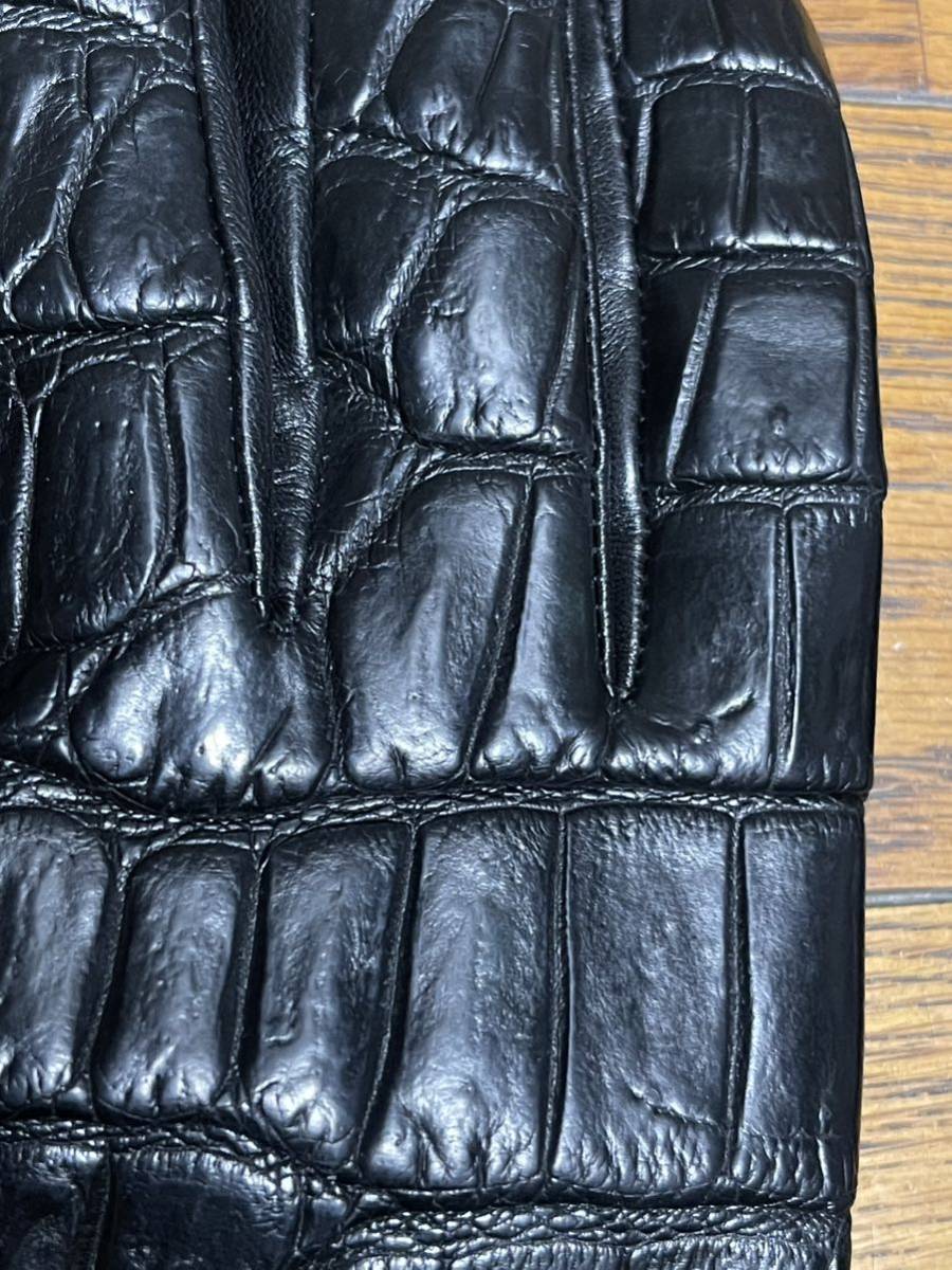  real black crocodile × original leather × cashmere lining rib cuffs glove gloves wani leather black ko... leather have gaiters sheep leather cashmere gentleman accessory small articles protection against cold 