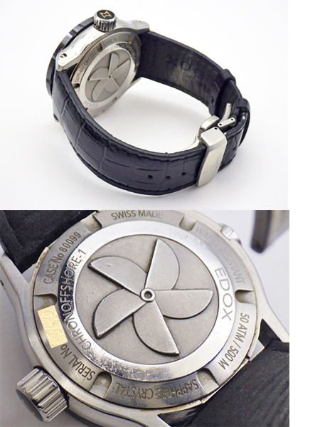 EDOX エドックス 80099 クロノオフショア1 500M デイト 黒文字盤 AT/自動巻 箱付 腕時計 稼働品の画像4