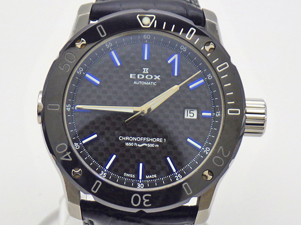 EDOX エドックス 80099 クロノオフショア1 500M デイト 黒文字盤 AT/自動巻 箱付 腕時計 稼働品の画像3