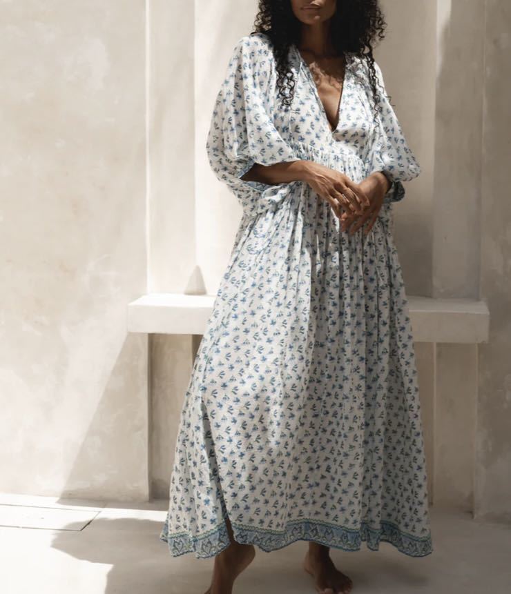 daughters of India Kyra Maxi Dress ~ Azure ドーターズオブインディア　サイズM 新品　ヌキテパ好きの方に