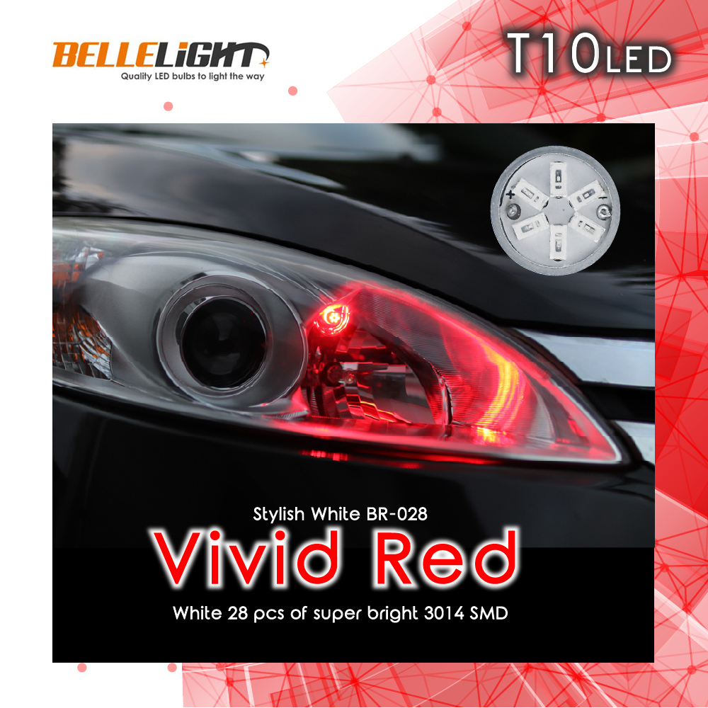 T10 LED 無極性 24SMD レッド 2個セット 高拡散24連 赤 爆光 テールランプ ルームランプ 3014チップ 12V用 ハイブリッドカー BR028の画像2